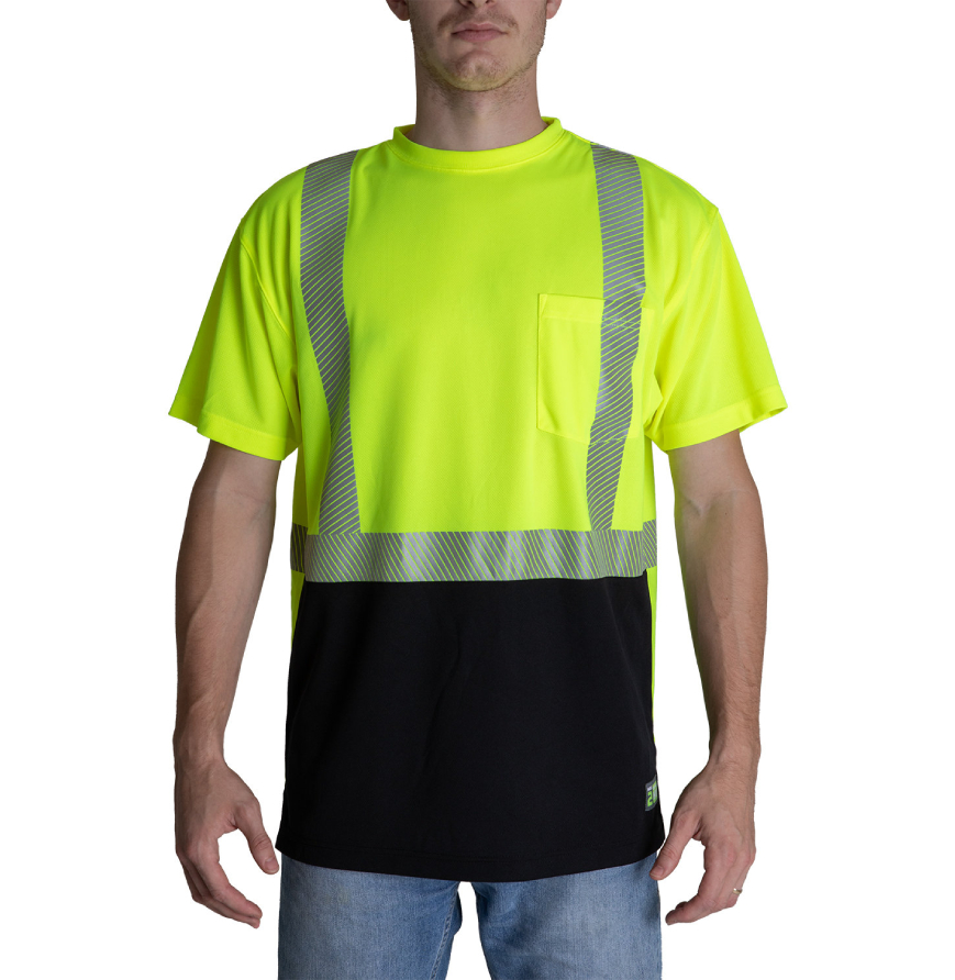 Unisex Hi-Vis Class 2 Color Blocked Pocket T-Shirt