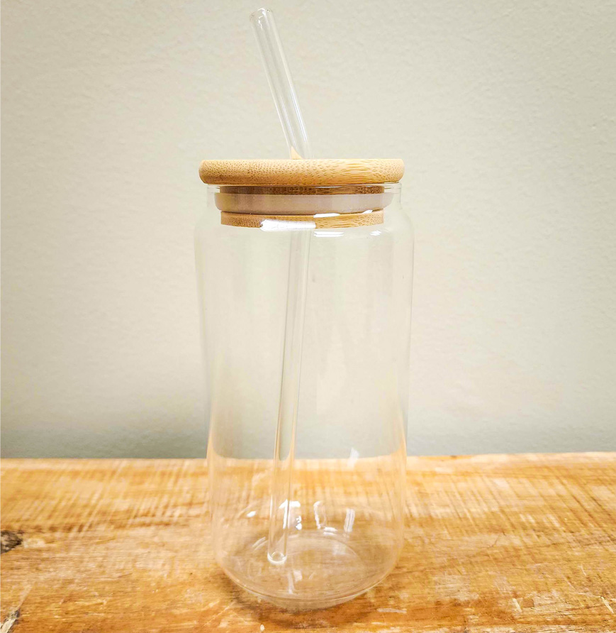None GLASSCUP-12PK 12-PACK - 16 oz. Glass Cup with Bamboo Lid and Straw