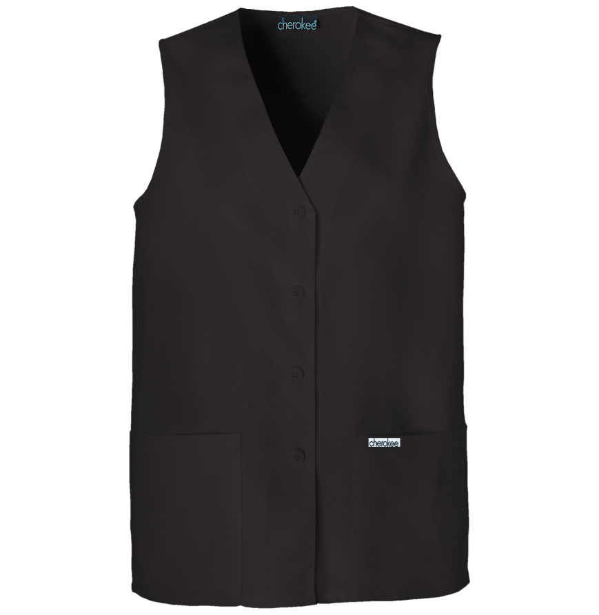 Cherokee 1602 Women's Button Front Solid Scrub Vest