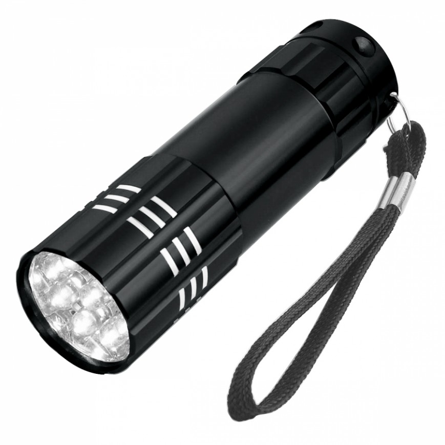 Promo Products 2509 100 Pack - Aluminum LED Flashlight With Strap