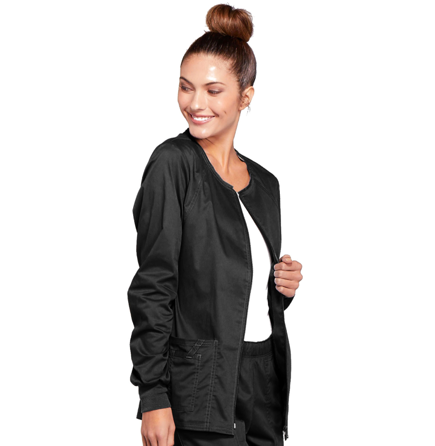 Cherokee Workwear 4315 Women's Zip Front Warm Up Solid Scrub Jacket