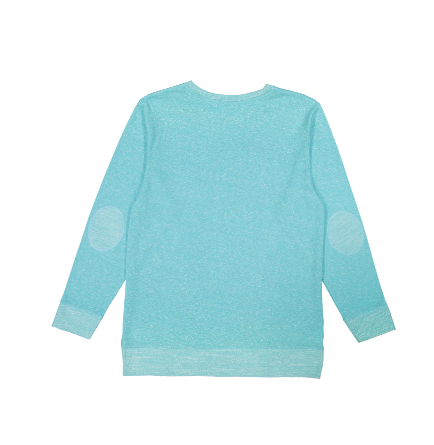 LAT 6965 Adult Harborside Melange French Terry Crewneck with Elbow Patches