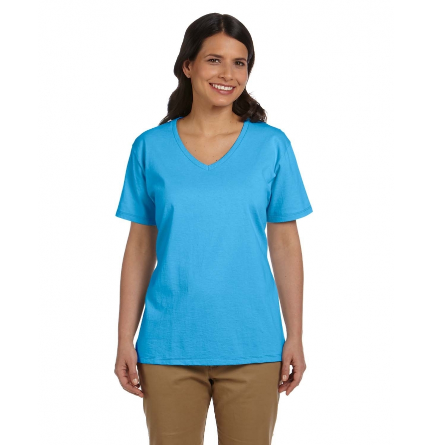 Women's 5.2 oz. Tagless® V-Neck T-Shirt