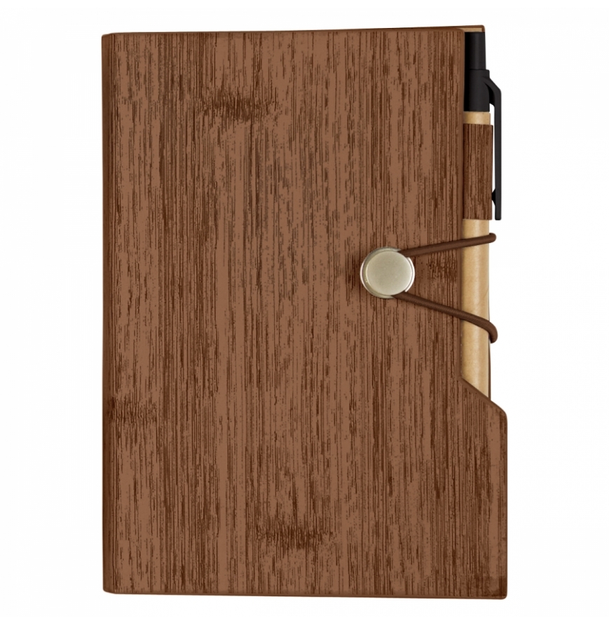Promo Products 6113 100 Pack - Woodgrain Look Notebook With Sticky Notes And Flags