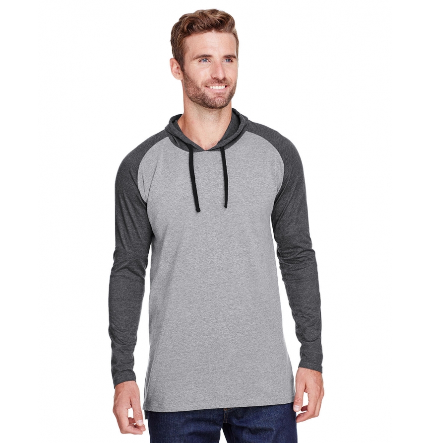 Men's Hooded Raglan Long Sleeve Fine Jersey T-Shirt-6917