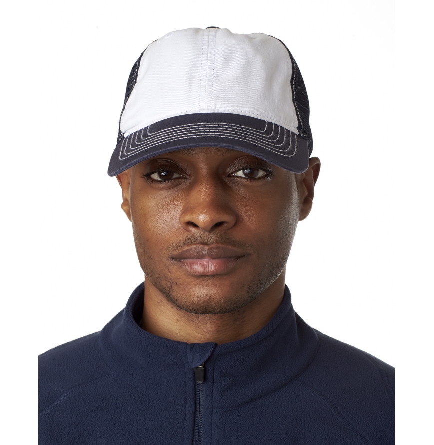 Adult Classic Cut Brushed Cotton Twill Unstructured Trucker Cap-8114