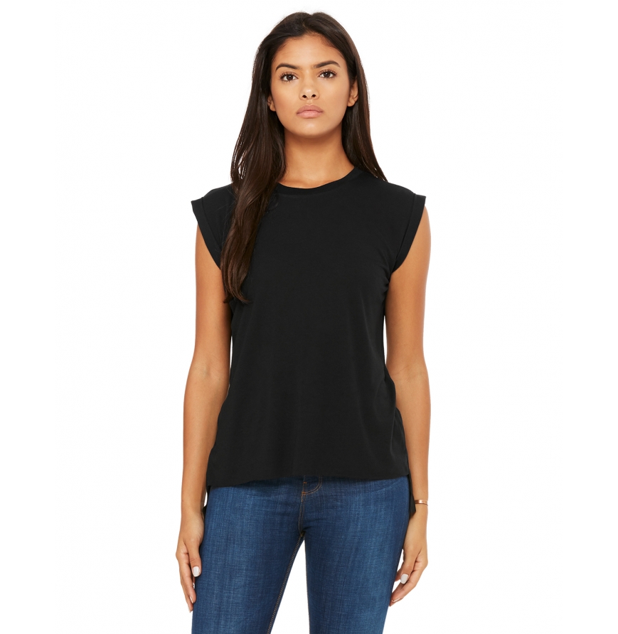 Women's Flowy Muscle T-Shirt with Rolled Cuff