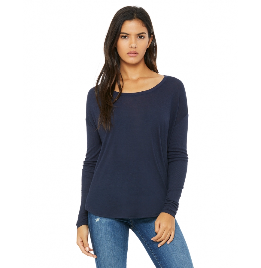 Women's Flowy Long-Sleeve T-Shirt with 2x1 Sleeves-8852