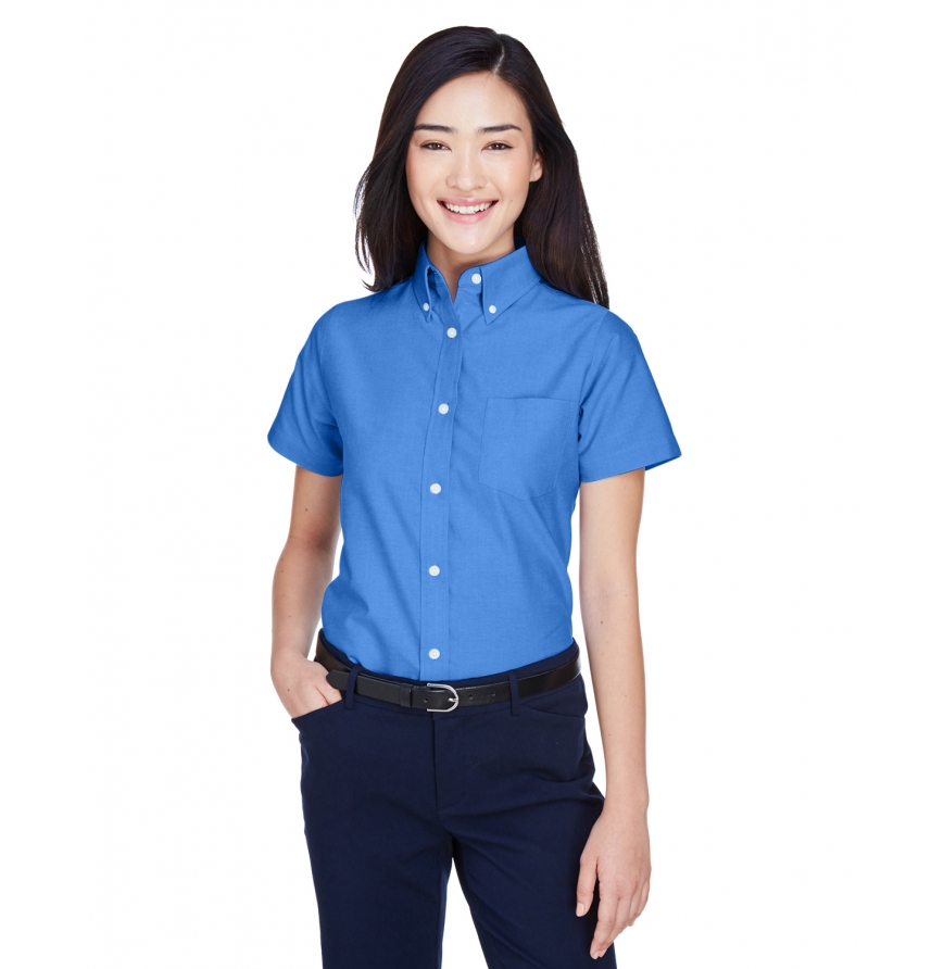 UltraClub 8973 Women's Classic Wrinkle-Resistant Short-Sleeve Oxford