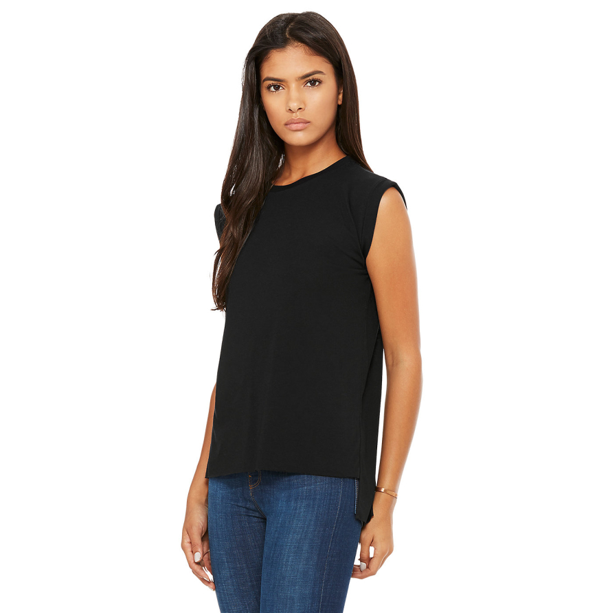 Bella + Canvas 8804 Women's Flowy Muscle T-Shirt with Rolled Cuff