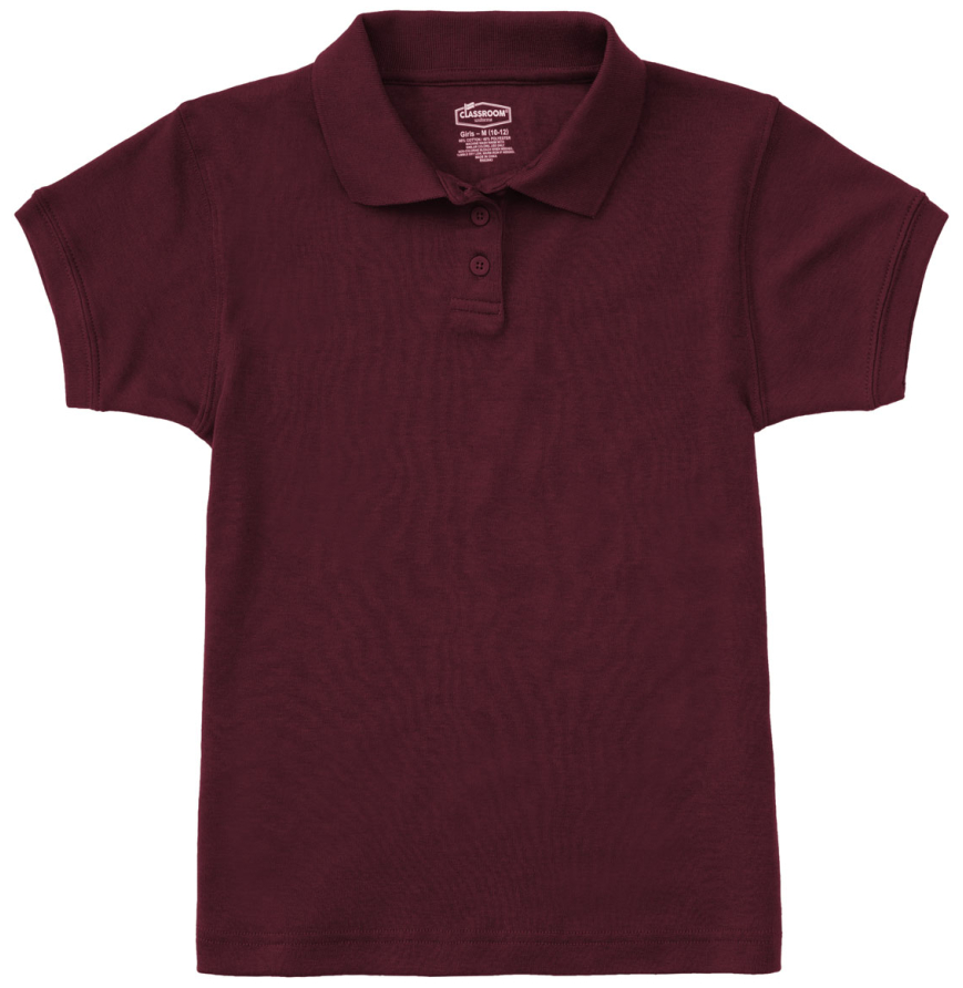 None CR858Y Girls Short Sleeve Fitted Interlock Polo