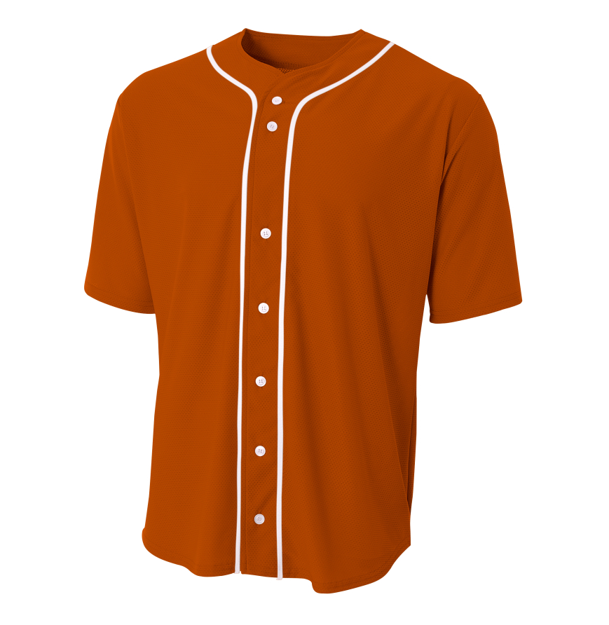 A4 Apparel N4184 Mens Short Sleeve Full Button Baseball Jersey