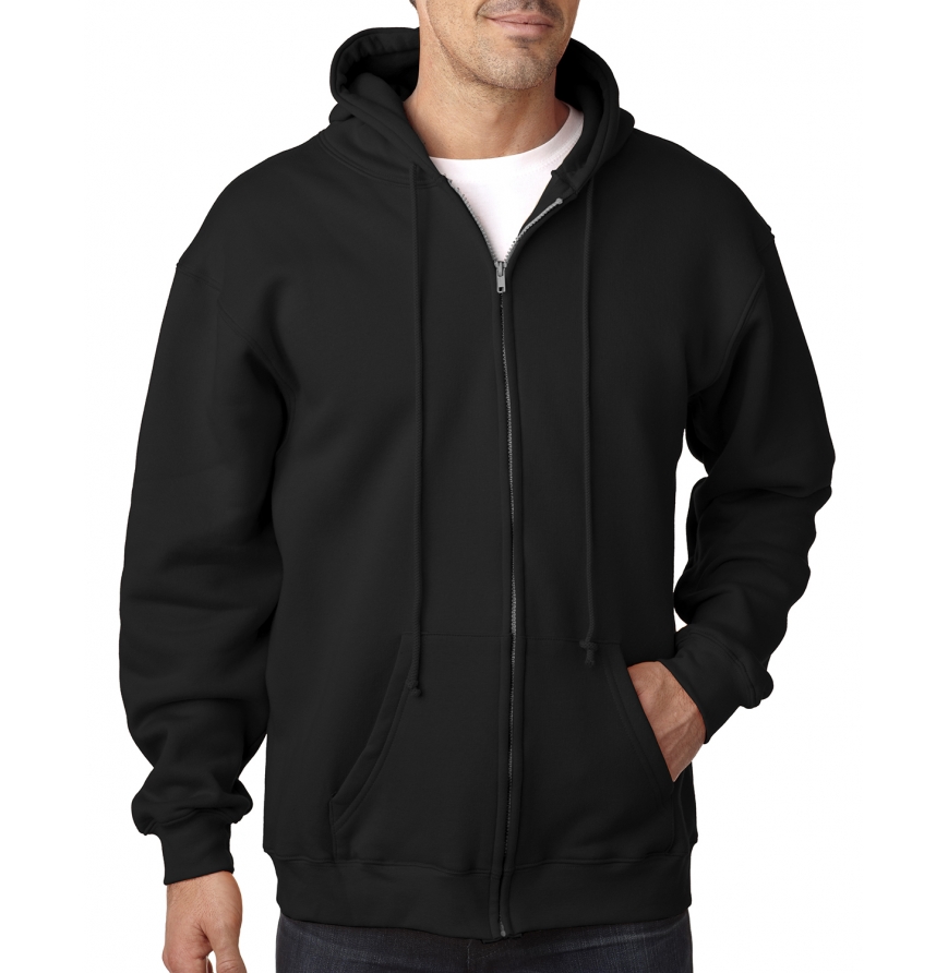 Bayside BA900 Adult 9.5oz., 80% cotton-20% polyester Full-Zip Hooded Sweatshirt