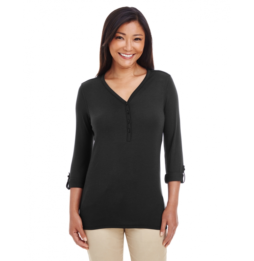Women's Perfect Fit Y-Placket Convertible Sleeve Knit Top