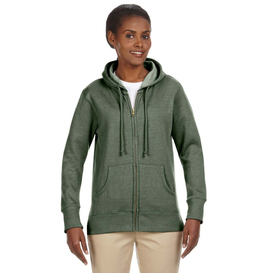 Women's 7 oz. Organic-Recycled Heathered Fleece Full-Zip Hood-EC4580