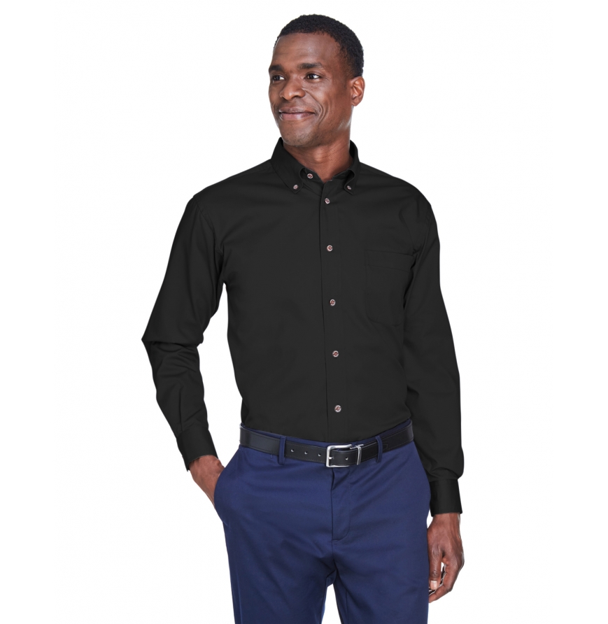 Harriton M500T Men's Tall Easy Blend Long-Sleeve Twill Shirt with Stain-Release