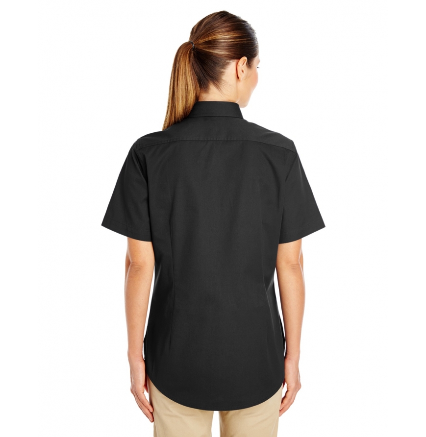 Harriton M582W Women's Foundation 100% Cotton Short-Sleeve Twill Shirt with Teflon