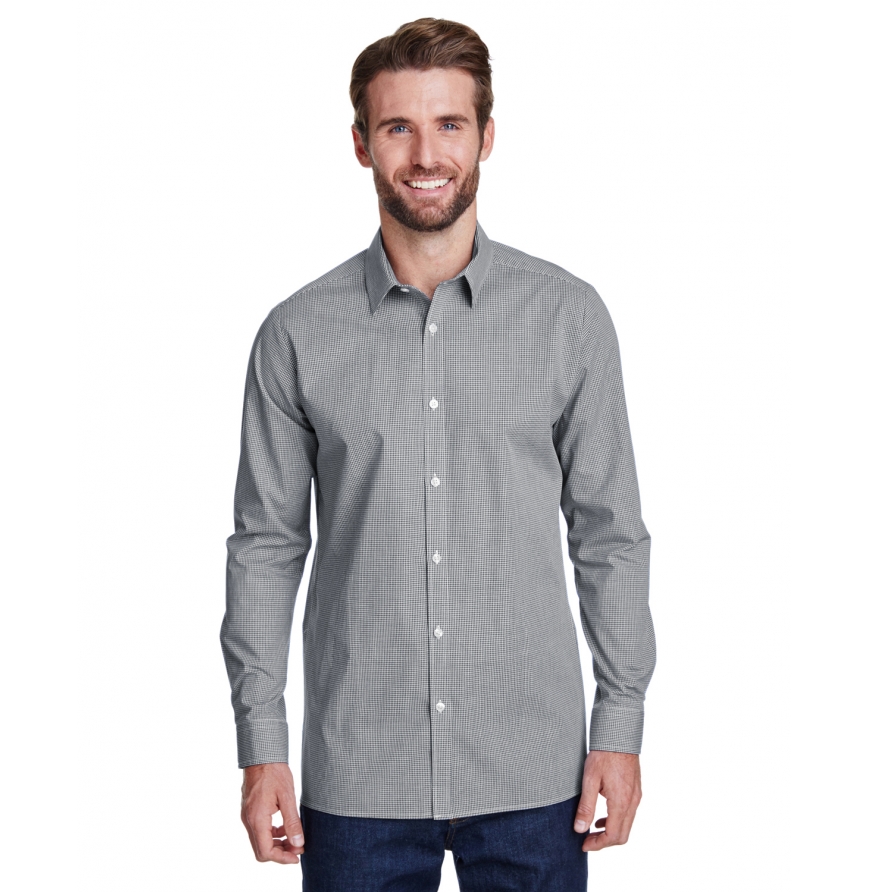 Men's Microcheck Gingham Long-Sleeve Cotton Shirt