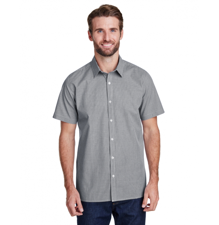 Mens Microcheck Gingham Short-Sleeve Cotton Shirt