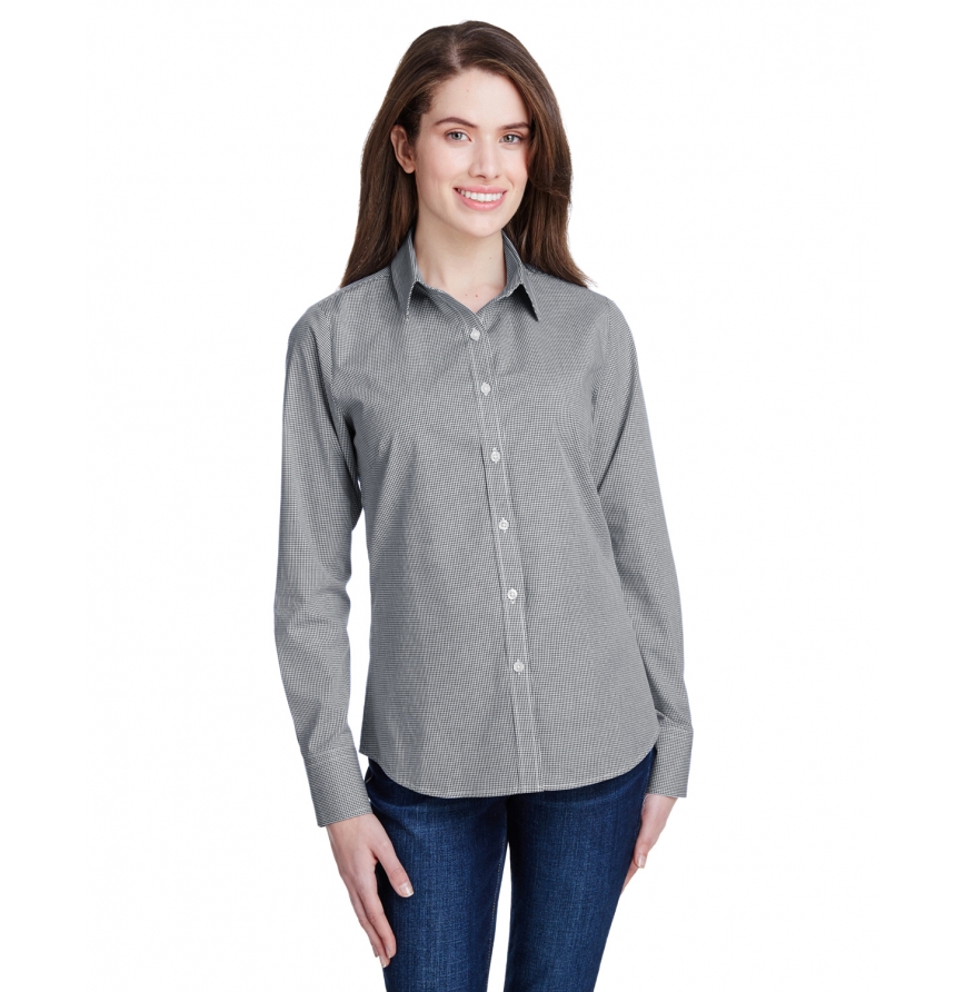 Women's Microcheck Gingham Long-Sleeve Cotton Shirt