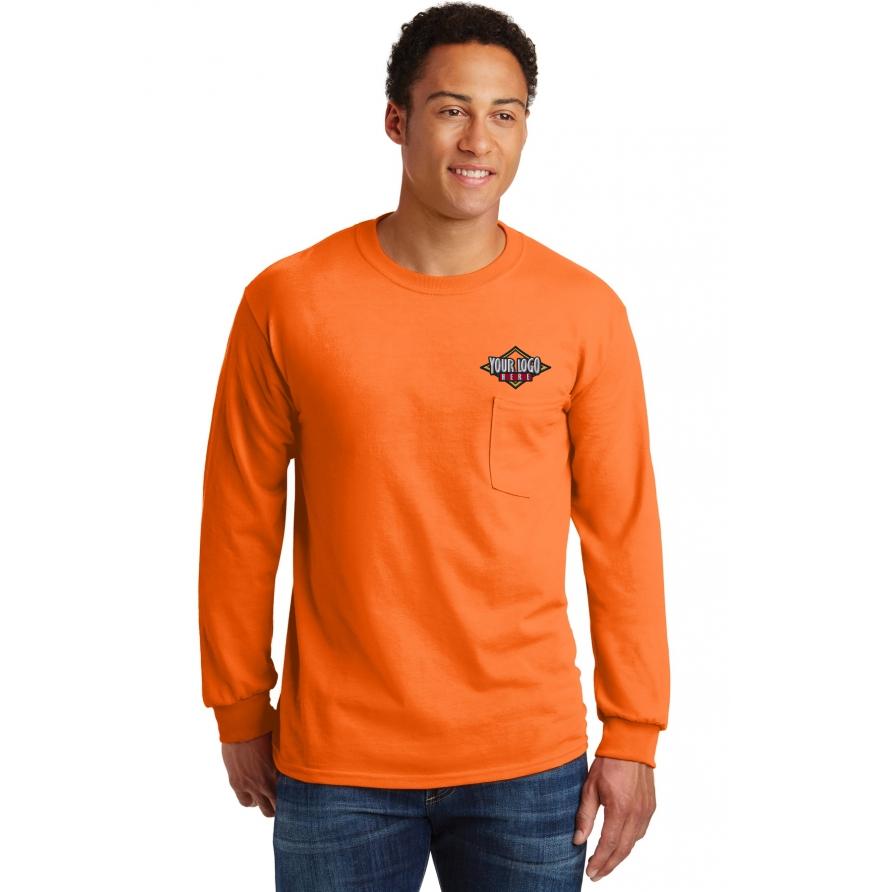 Gildan - Ultra Cotton 100 Cotton Long Sleeve T-Shirt with Pocket