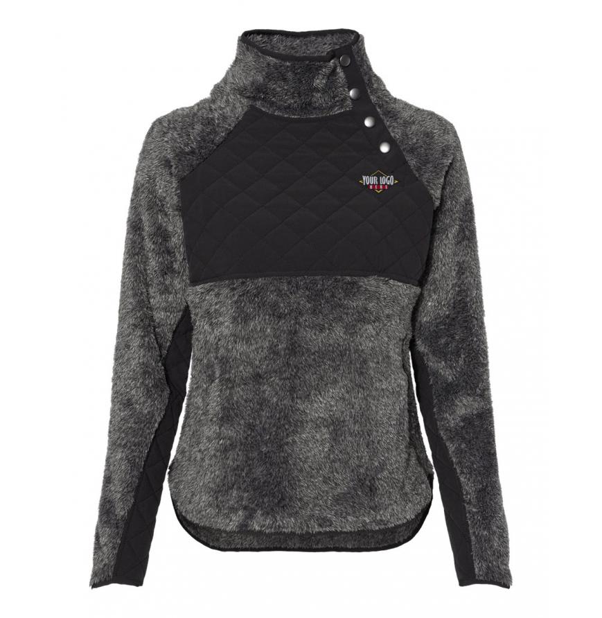 Womens Quilted Fuzzy Fleece Pullover