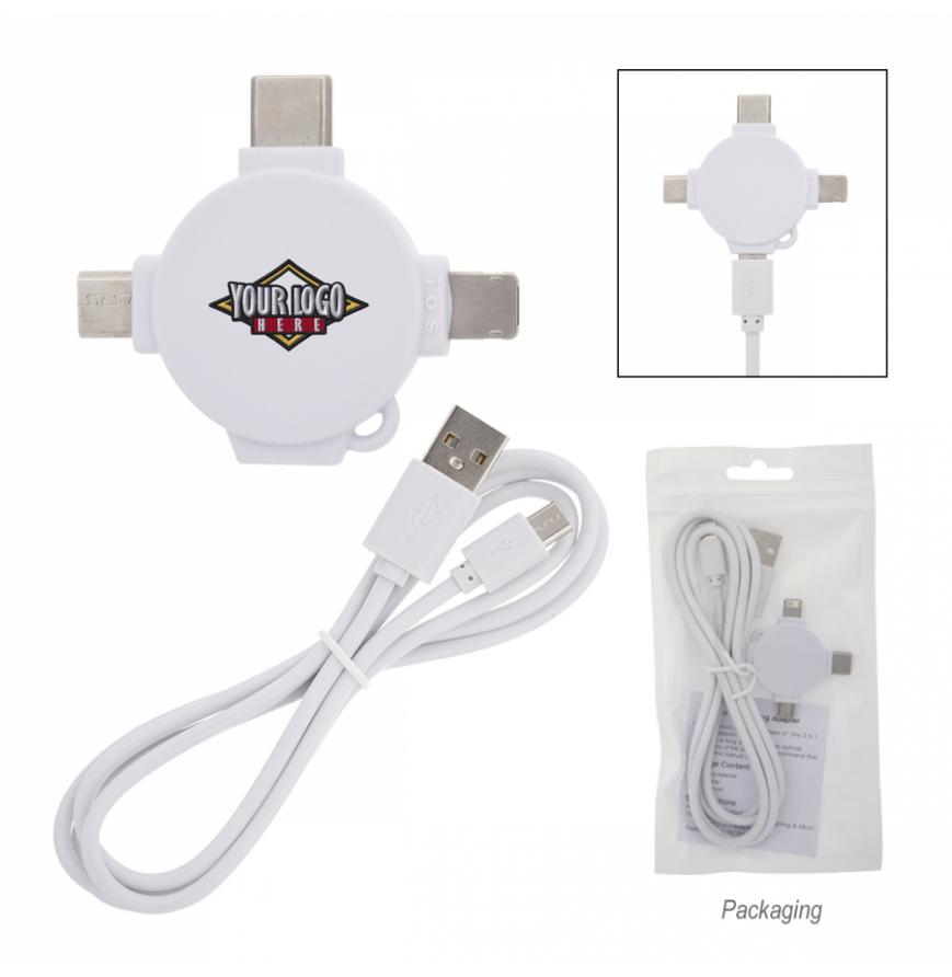 3 Ft 3-In-1 Charging Cable  Adapter