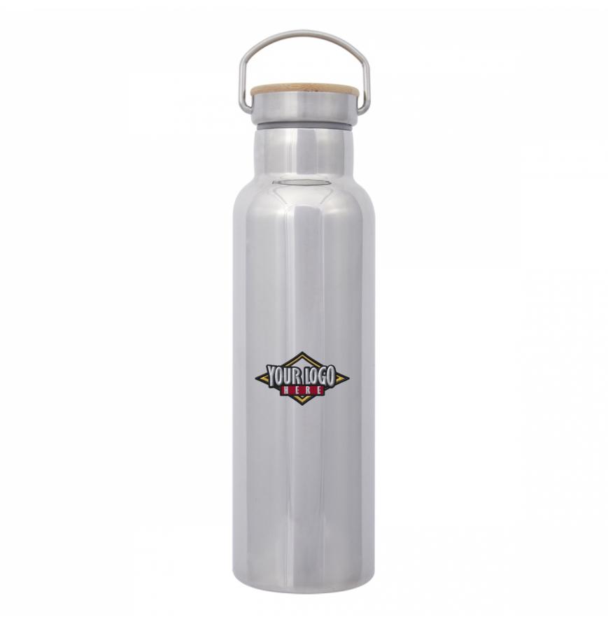 21 Oz Shiny Tipton Stainless Steel Bottle With Bamboo Lid