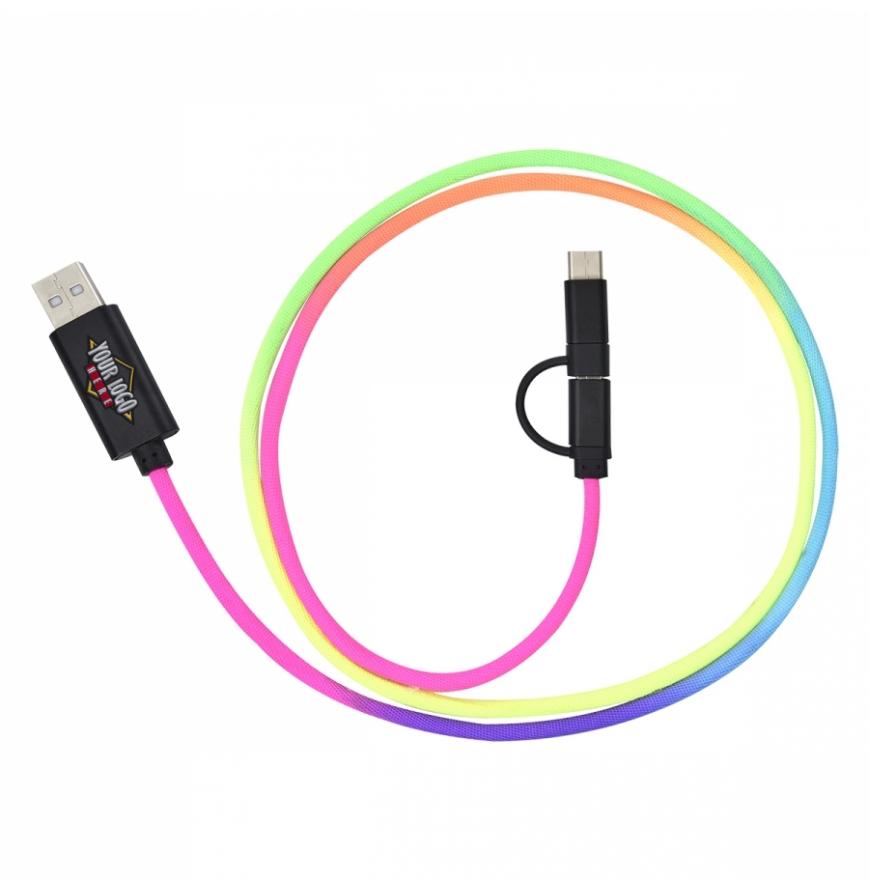 3-In-1 3 Ft Rainbow Braided Charging Cable