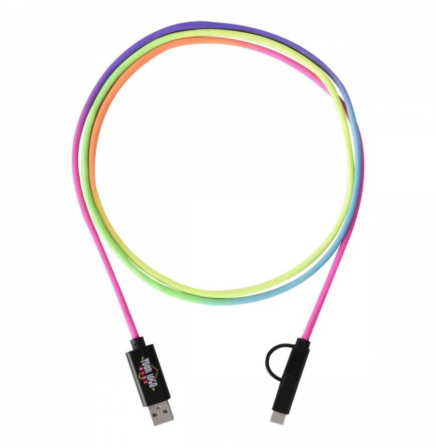 3-In-1 5 Ft Rainbow Braided Charging Cable