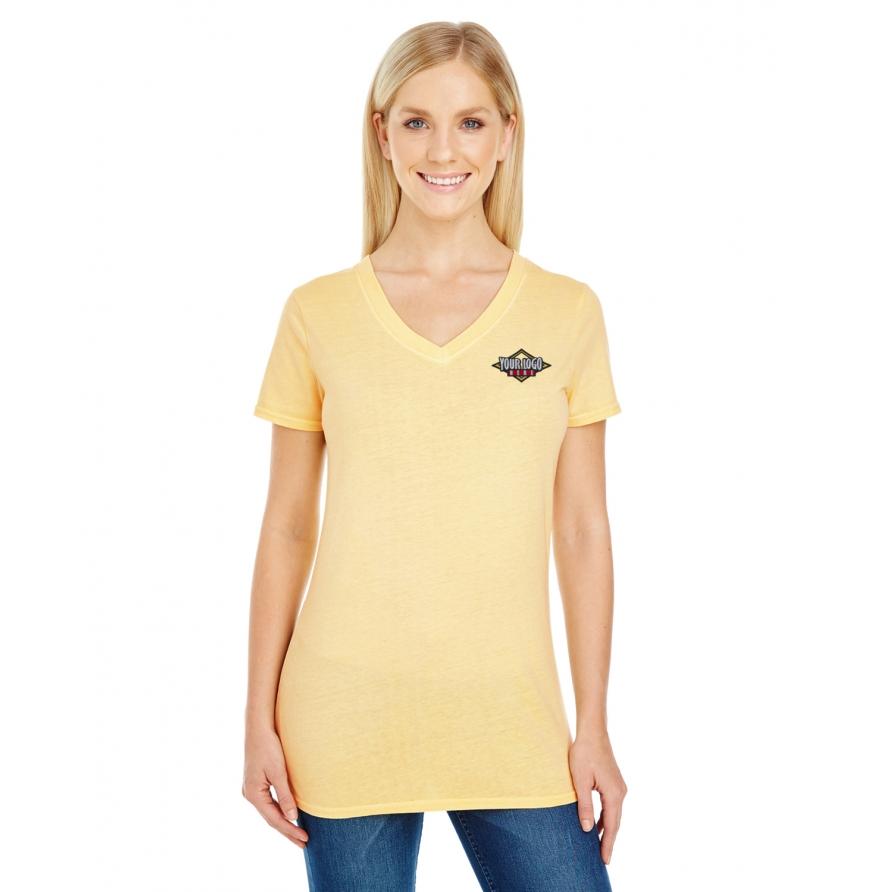 Threadfast Apparel  Ladies Pigment-Dye Short-Sleeve V-Neck T-Shirt