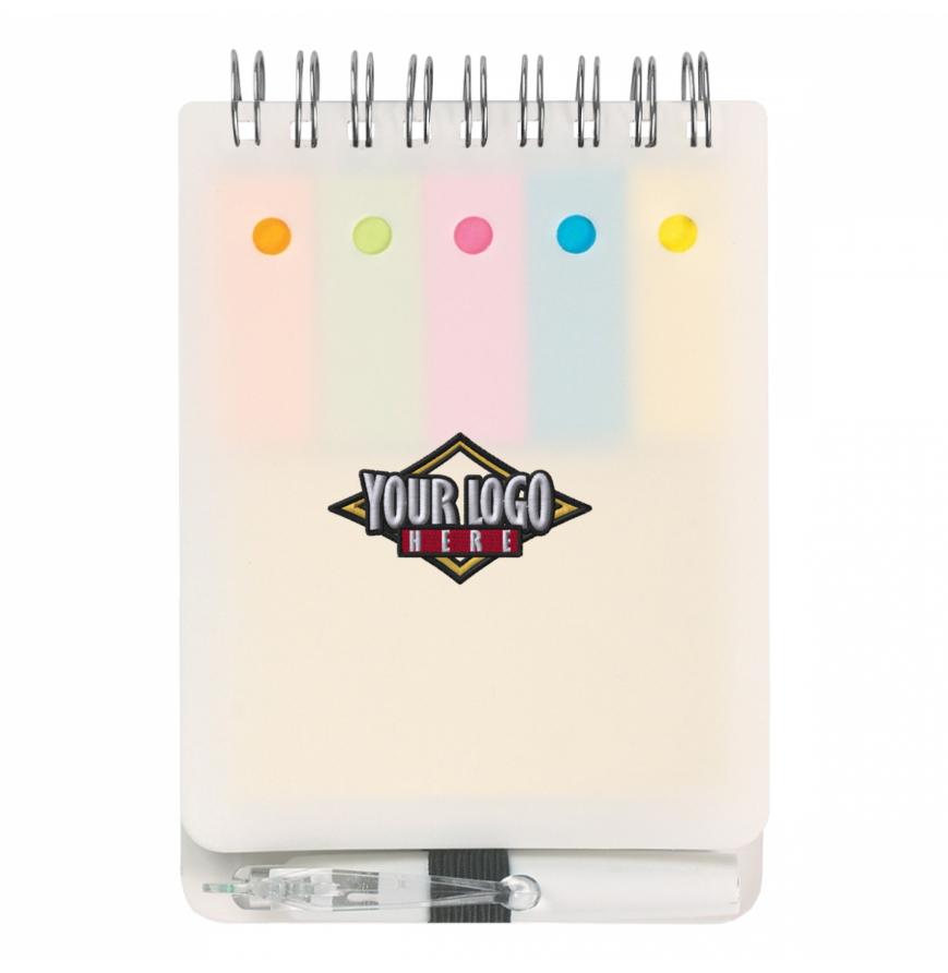 Spiral Jotter With Sticky Notes Flags Pen