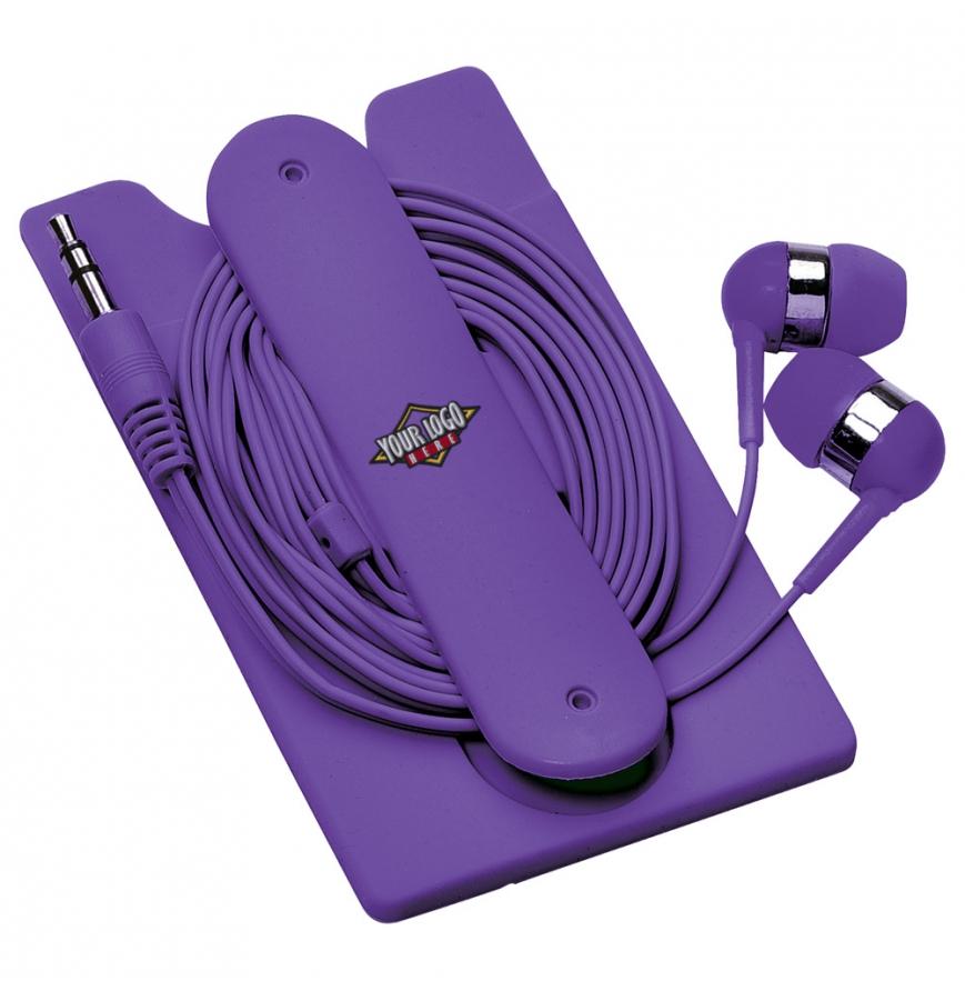 Silicone Card Wallet and Wired Earbuds