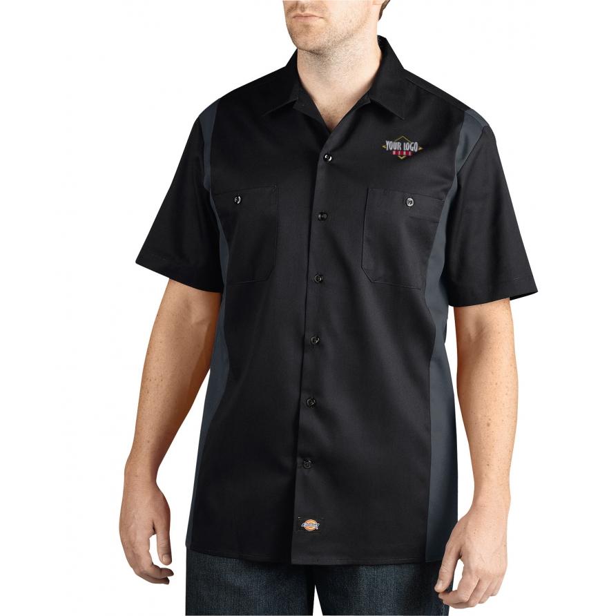 Mens Two-Tone Short-Sleeve Work Shirt