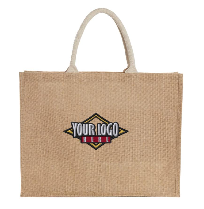 Jute Shopper Tote with Recycled Cotton Pocket