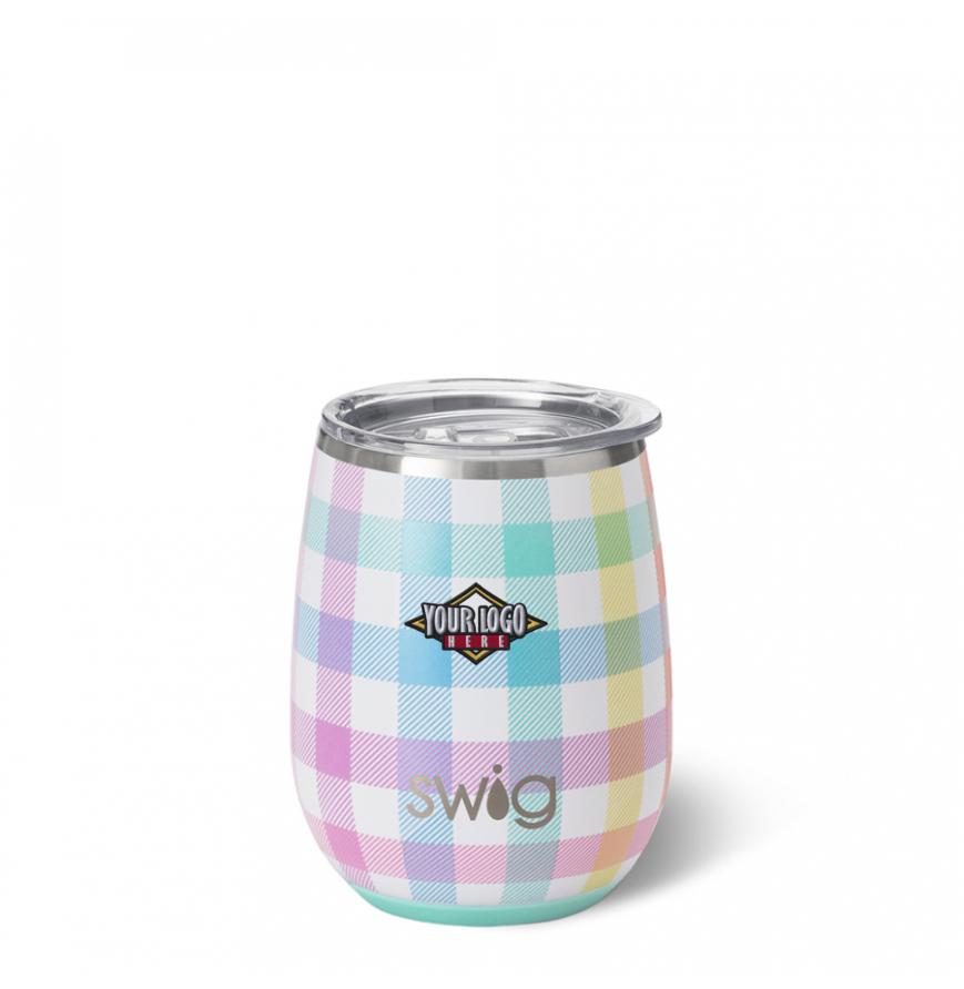 14 Oz Swig Life Pretty In Plaid Stemless Wine Cup