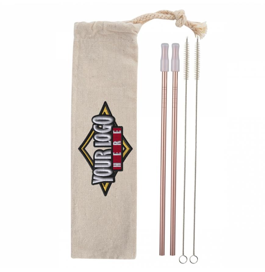 2- Pack Park Avenue Stainless Straw Kit with Cotton Pouch