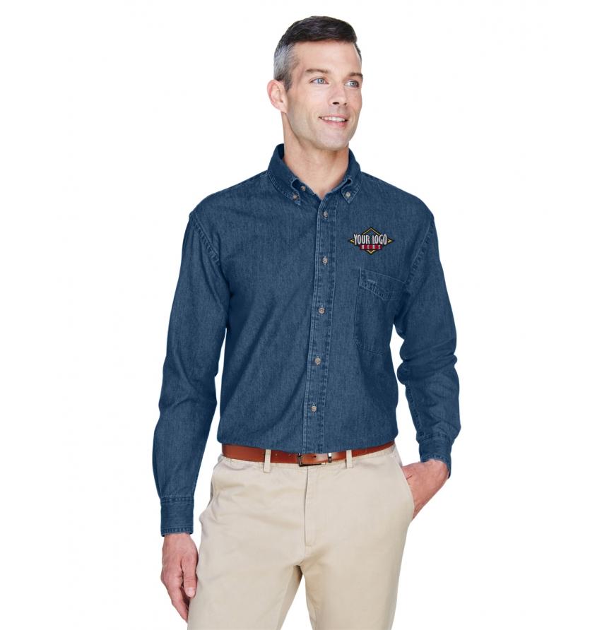 Harriton Mens 65 oz Long-Sleeve Denim Shirt