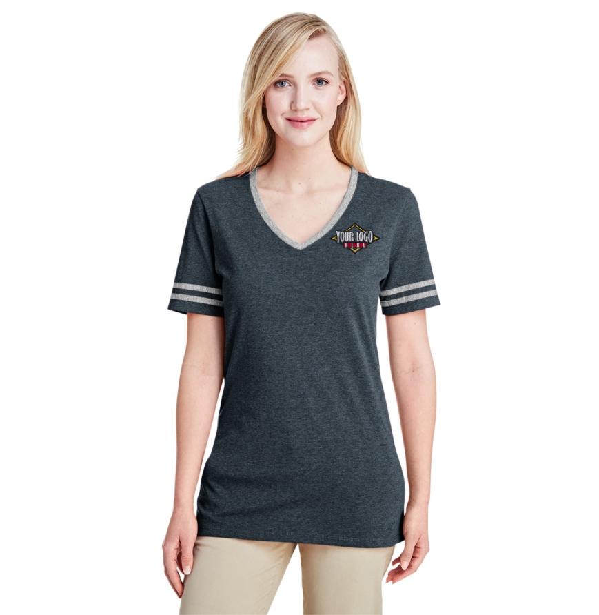 Jerzees Ladies 45 oz TRI-BLEND Varsity V-Neck T-Shirt