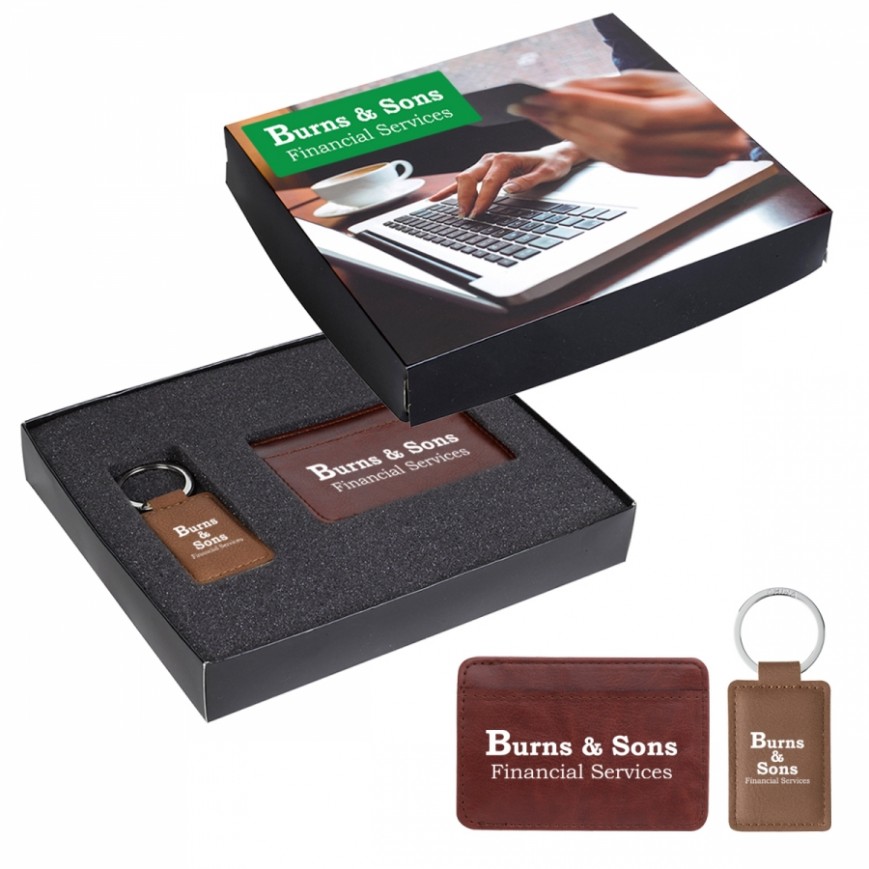 RFID Card Holder And Leatherette Key Tag Gift Set