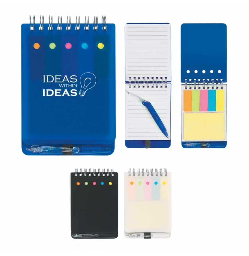 Spiral Jotter With Sticky Notes Flags Pen