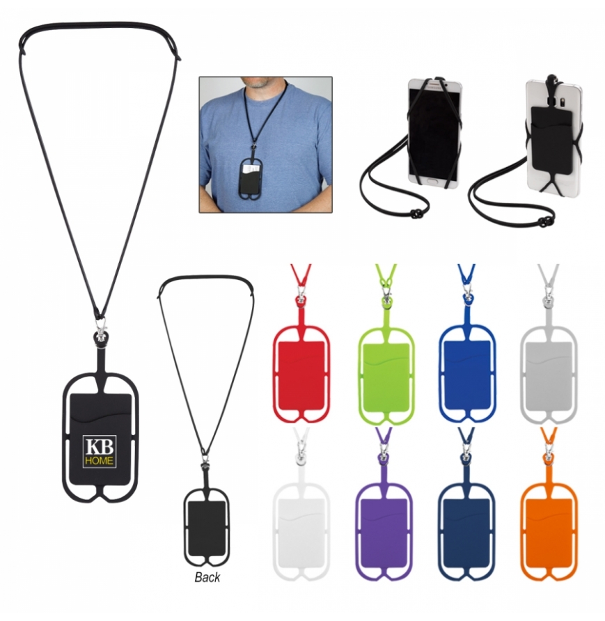 Silicone Lanyard With Phone Holder  Wallet