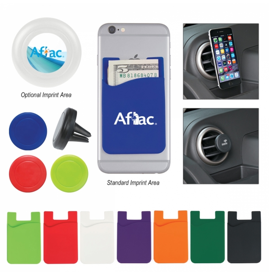 Silicone Magnetic Auto Air Vent Phone Wallet