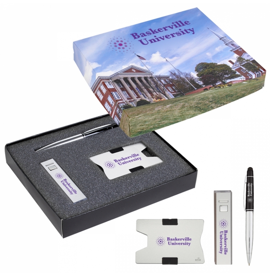 RFID Card Holder Power Bank And Pen Gift Set
