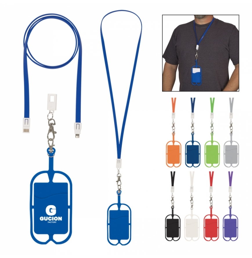 2-In-1 Charging Cable Lanyard With Phone Holder  Wallet
