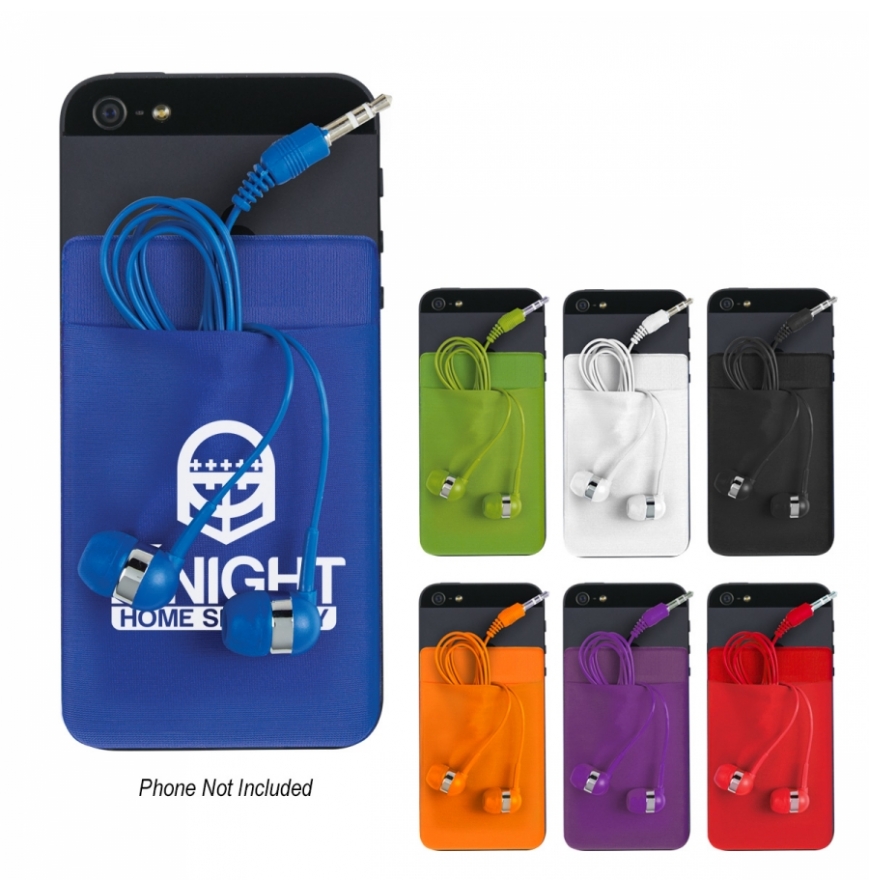 Stretch Phone Card Sleeve With Earbuds