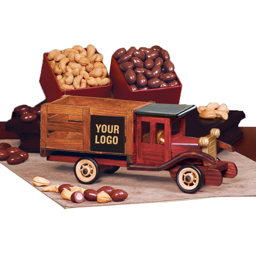Classic Wooden 1925 Stake Truck with Almonds and Cashews