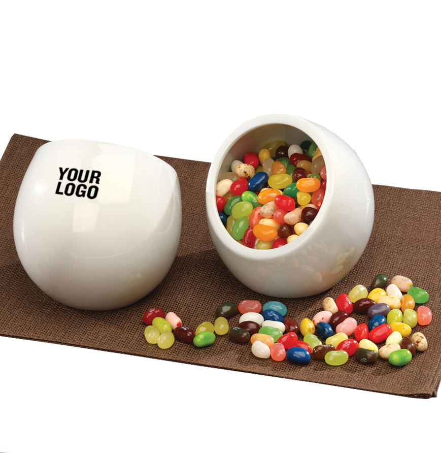 Modern White Candy Dish with Jelly Belly Jelly Beans