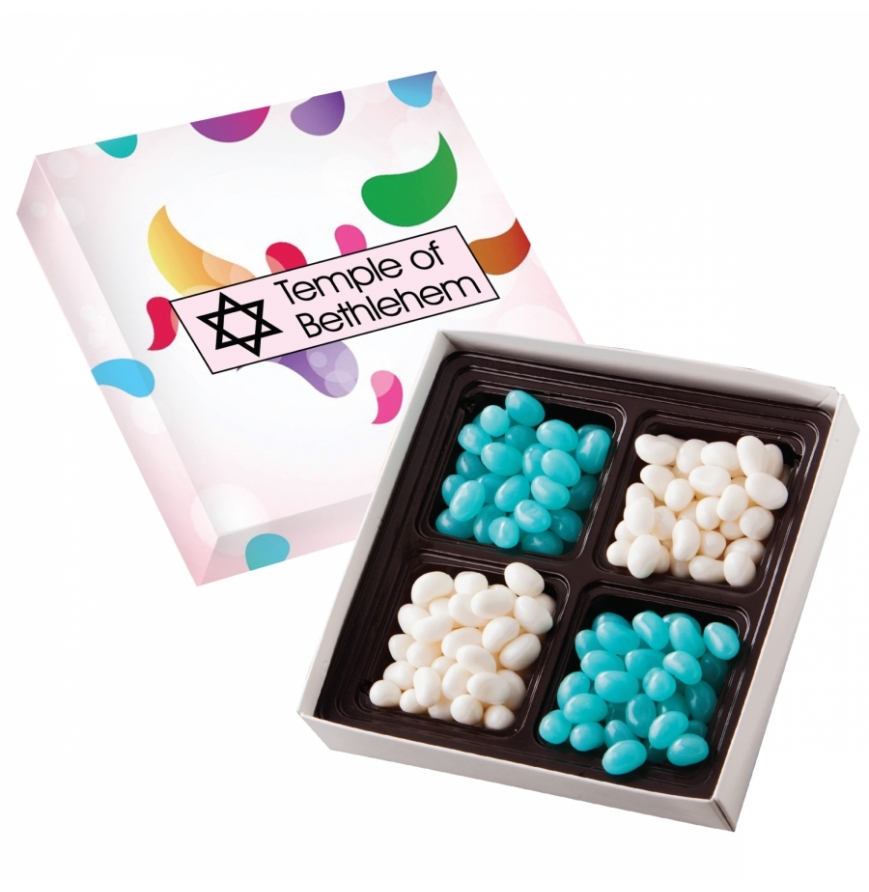 Square Custom Candy Box with Corporate Color Jelly Beans
