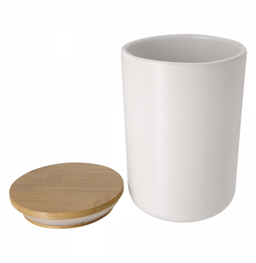 34 Oz Ceramic Container With Bamboo Lid